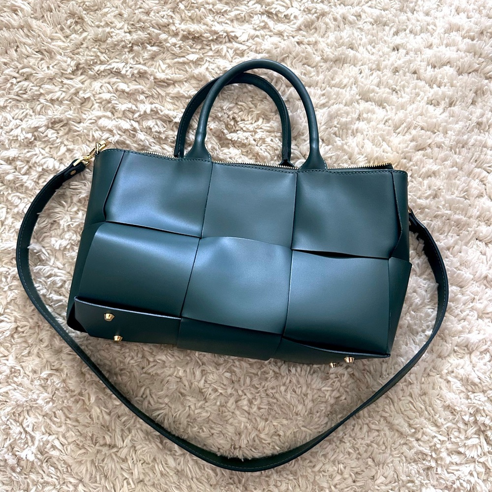 Dark green Valentina Fiore with gold hardware.